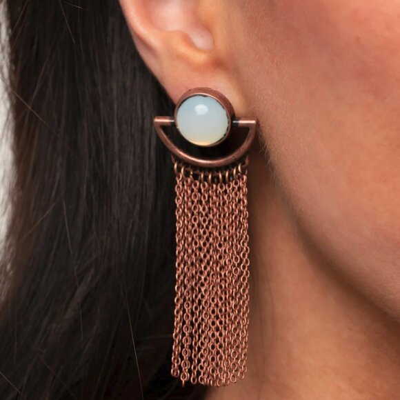 Paparazzi Jewelry Accessories - Opal Oracle - Copper Earrings - Vintage - Picture 3 of 4